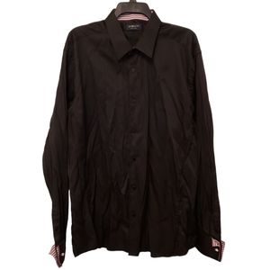 Domani Black With Purple Striped Accents  Button Down Shirt Size 3XLT